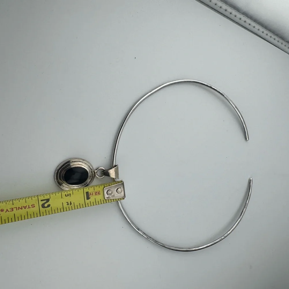 Sterling Silver and Onyx Sterling Pendant‎ and Collar Necklace